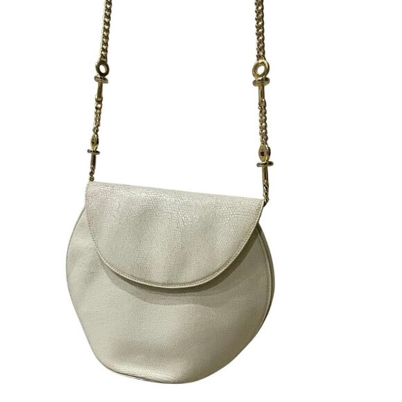 RODO ITALY IVORY LIZARD PURSE CROSSBODY 60’s 70’s VINTAGE GOLD TONE STRAP ICONIC - Picture 14 of 16